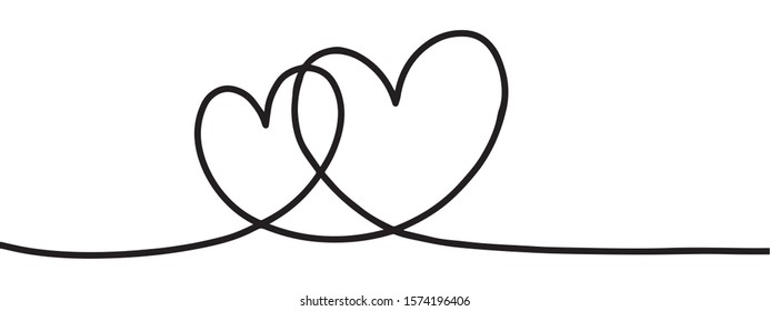 Tangled hand drawn doodle continuous one line drawing of heart isolated on white background for valentines, women, mother day greeting invitation graphic design.
