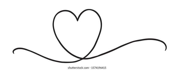 Tangled hand drawn doodle continuous one line drawing of heart isolated on white background for valentines, women, mother day greeting invitation graphic design.
