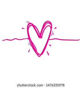 Tangled hand drawn love heart with doodle style  thin line, divider shape vector