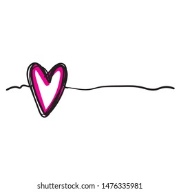 Tangled hand drawn love heart with doodle style  thin line, divider shape vector