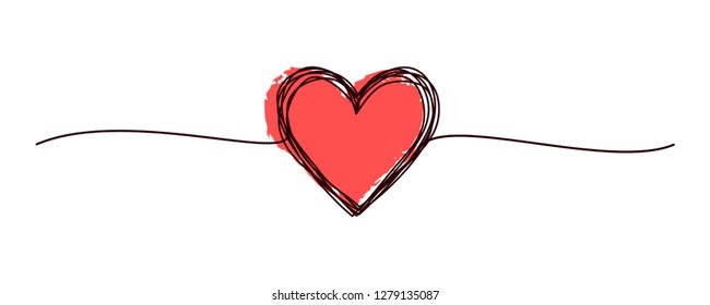Tangled heart hand drawn and thin line  divider shape  Isolated white background  Vector illustration