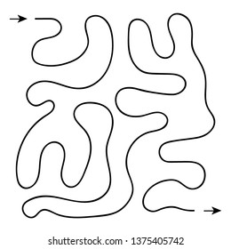Tangled line labyrinth. Signs of entry, problems, exit