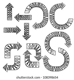 tangled line, sketch arrow set