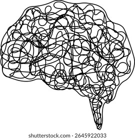 Tangled Lines Forming a Brain Shape