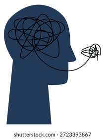 Tangled mind concept. Depression or mental problem icon
