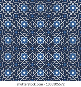 Tangled modern pattern, based on traditional oriental arabic geometric repeat patterns. Seamless vector background. Plain neutral natural colors - easy to recolor.