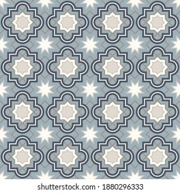 Tangled modern pattern, based on traditional oriental arabic geometric repeat patterns. Seamless vector background. Plain neutral natural colors - easy to recolor.