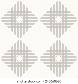 Tangled modern pattern, based on traditional oriental patterns. Seamless vector background. Two colors - easy to recolor.