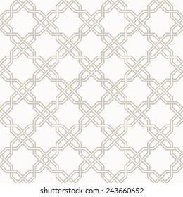 Tangled modern pattern, based on traditional oriental patterns. Seamless vector background. Two colors - easy to recolor.