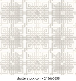 Tangled modern pattern, based on traditional oriental patterns. Seamless vector background. Two colors - easy to recolor.