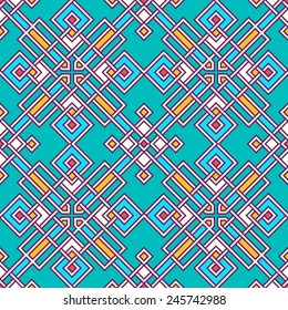 Tangled modern pattern, based on traditional oriental patterns. Seamless vector background. Two colors - easy to recolor.