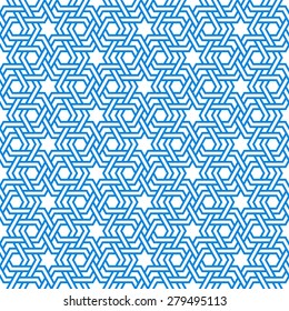 Tangled modern pattern, based on traditional oriental arabic patterns. Seamless vector background. Plain colors - easy to recolor.