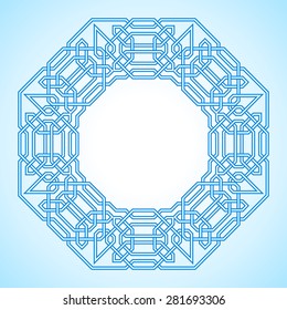 Tangled modern pattern, based on traditional oriental patterns. Seamless vector background. Two colors - easy to recolor.