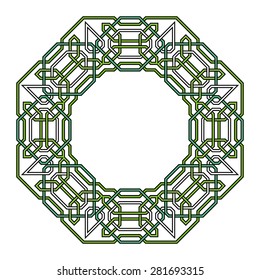 Tangled modern pattern, based on traditional oriental patterns. Seamless vector background. Two colors - easy to recolor.