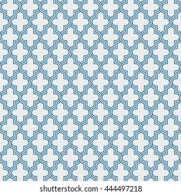 Tangled modern pattern, based on traditional oriental patterns. Seamless vector background. Two colors - easy to recolor.