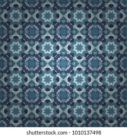 Tangled modern seamless pattern based on traditional patterns. Portuguese tiles. Quatrefoil vector pattern.
