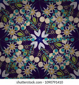 Tangled modern seamless pattern based on traditional patterns. Portuguese tiles in violet, beige and black colors. Quatrefoil raster pattern.