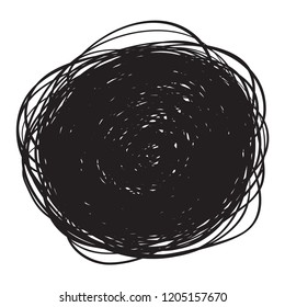 Tangled on white. Chaos pattern. Scribble sketch. Background with array of lines. Intricate chaotic texture. Art creation. Black and white illustration. Doodle for polygraphy, posters and t-shirts