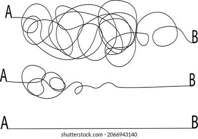 A tangled path from alphabet or letters.The concept of simplifying a confusion or road in psychotherapy, psychology, or goal achievement.
