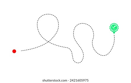 Tangled path icon. The path to the goal. Flat style. Vector icon