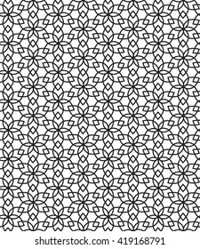 Tangled pattern in black and white. Seamless vector background. Plain colors - easy to recolor.  