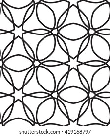 Tangled pattern in black and white. Seamless vector background. Plain colors - easy to recolor.  