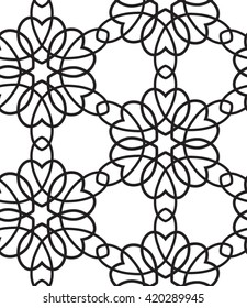Tangled pattern in black and white. Seamless vector background. Plain colors - easy to recolor.  