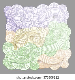 Tangled pattern, waves background. Abstract hand-drawn ornament, vector illustration