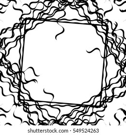 Tangled random curvy lines pattern, geometric element