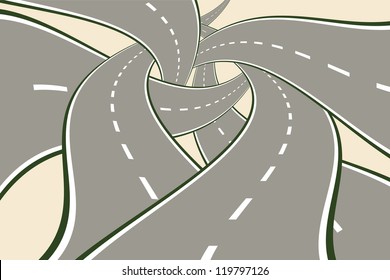 Tangled Roads Modern Choice Concept vector illustration.