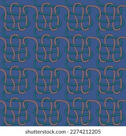 Tangled rope seamless vector pattern with darkblue background repeating
