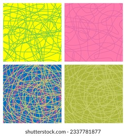 Tangled scribble background set Modern abstract design