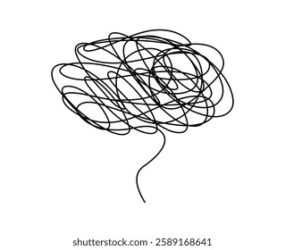 Tangled scribble brain doodle outline icon sign Hand drawn ink sketch. abstract design element. Vector illustration