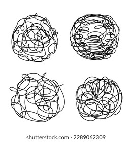 Tangled scribble logo icon sign Hand drawn ink sketch Decorative scrapbooking element Chaotic abstract design style Fashion print for clothes greeting invitation card flyer banner poster cover book ad