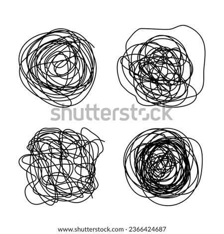 Tangled scribble logo icon sign Hand drawn ink sketch Decorative scrapbooking element Doodle abstract design style Fashion print for clothes greeting invitation card flyer banner poster cover book ad