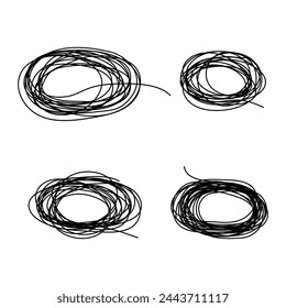 Símbolo de logotipo oval de garabato enredado Dibujado a mano boceto de tinta Doodle diseño