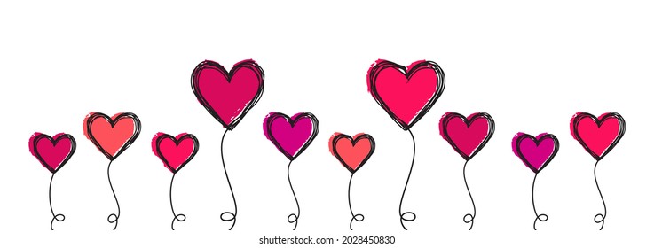 Tangled scribbled heart on a string air baloon or flower like