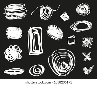 Tangled shapes. Hand drawn geometric scrawls. Black and white illustration
