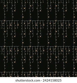 Tangled String Lights Seamless Vector Pattern Design