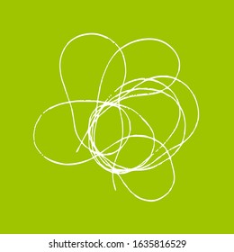 Tangled threads. Thread scribble petals, flower, spot for spring season. Outline abstract scrawl sketch. Vector stock illustration of chaotic doodle shape. EPS 10