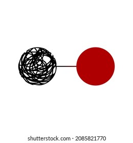 Tangled and untangled circles. Coach logo. Change concept. Business insight icon. Solving problem sign. Development progress symbol. Coaching icon