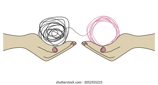 Enredo y enredos. Ayuda de entrenador, psicólogo. Entrenamiento de negocios, tutoría. Icono de comunicación. Ilustración de concepto de vector
