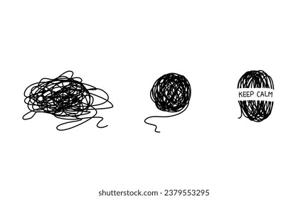 Tangled yarn in a mess, anxiety and depression concept.