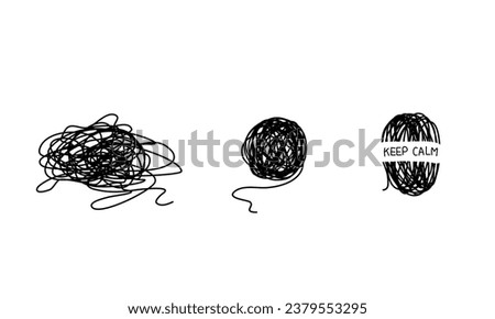 Tangled yarn in a mess, anxiety and depression concept.