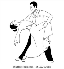 Tango, Argentina dance handdrawn illustration