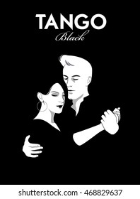 Tango Black. Couple dancing tango. Comic style