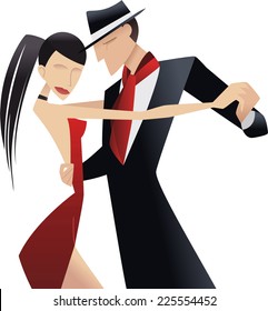 Tango couple dancing milonga