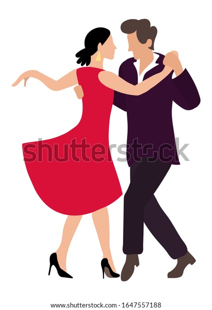 タンゴのカップルが激しく踊る 赤いドレスを着た女性と黒いスーツを着た男性 一連の踊りのイラスト 舞踊学校 コース タンゴコンペティションのポスターベクター画像 のベクター画像素材 ロイヤリティフリー