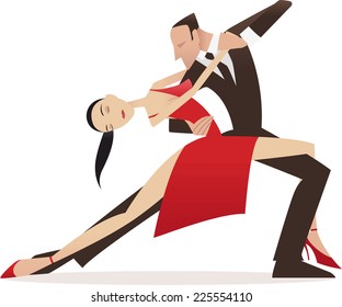 Tango Couple Dancing Vector Illustration