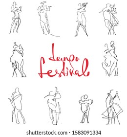 Tango couple with lettering, perfect design for tango events - marathons, festivals, workshops, milongas, courses